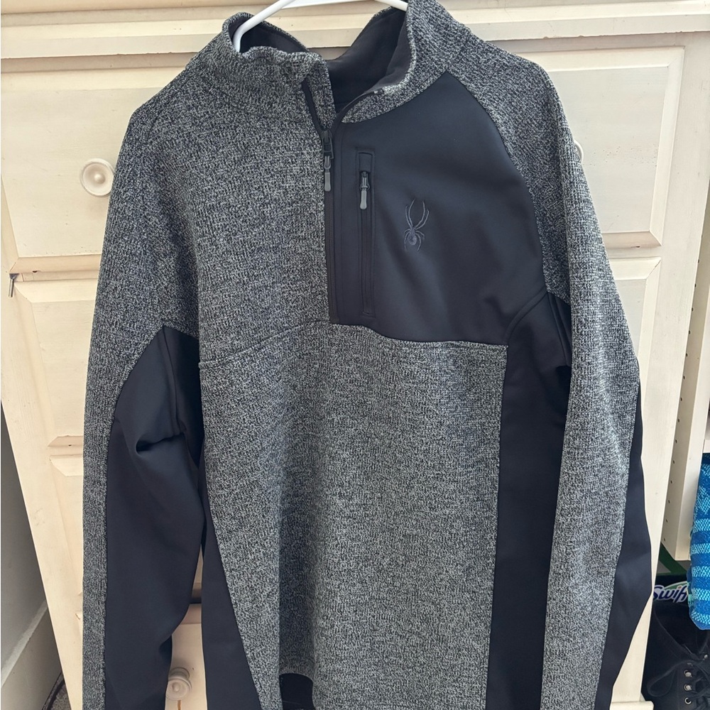 Spyder Black and Gray Zip Pullover